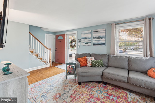 living room featuring light hardwood / wood-style flooring