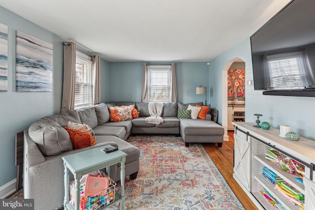 living room featuring light wood-type flooring