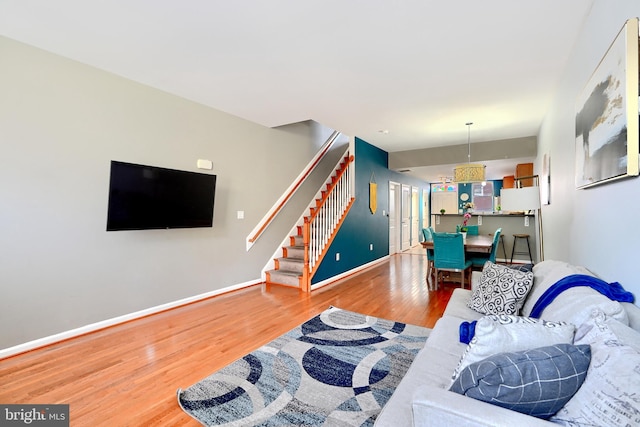 living room with hardwood / wood-style floors