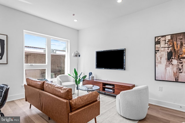 living room featuring light hardwood / wood-style floors