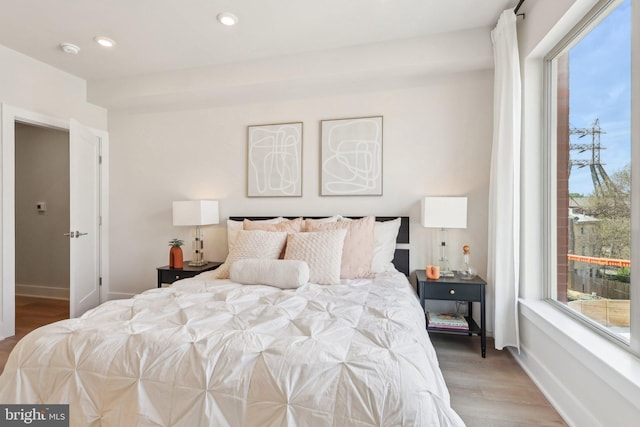 3205 N 35th St Unit 5, Philadelphia, PA 19129 - bedroom with multiple windows, light wood-type flooring, baseboards, and recessed lighting