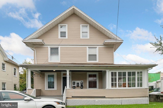 view of front facade featuring covered porch