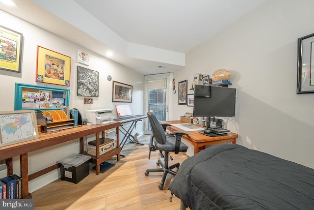 bedroom featuring light hardwood / wood-style flooring