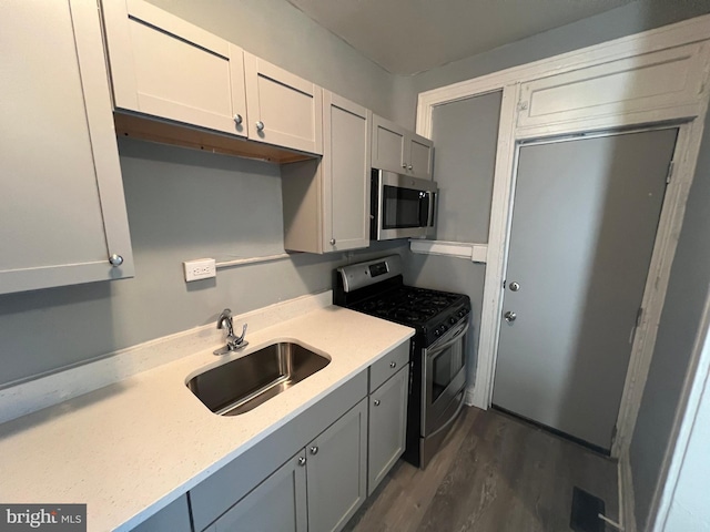 kitchen with dark hardwood / wood-style floors, sink, and appliances with stainless steel finishes