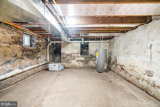 basement with water heater