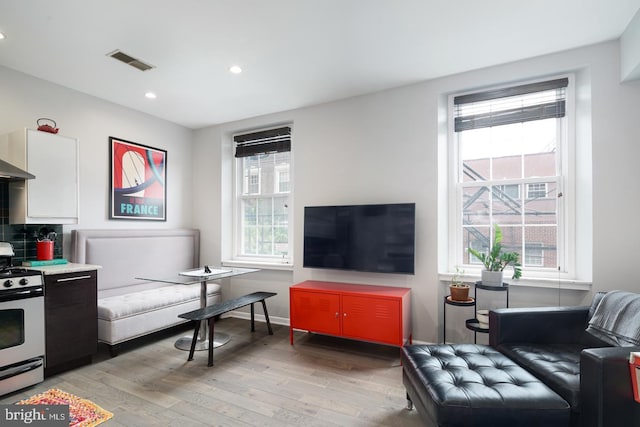 1343 Lombard St Unit B, Philadelphia, PA 19147 - living area featuring light wood-style flooring, recessed lighting, and baseboards