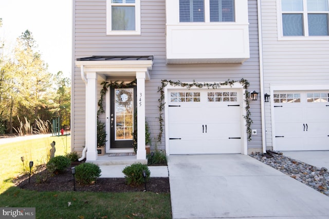 entrance to property with a garage