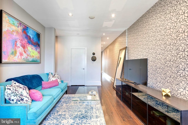 living room featuring hardwood / wood-style flooring