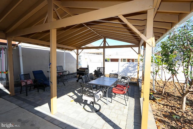 view of patio / terrace featuring a gazebo