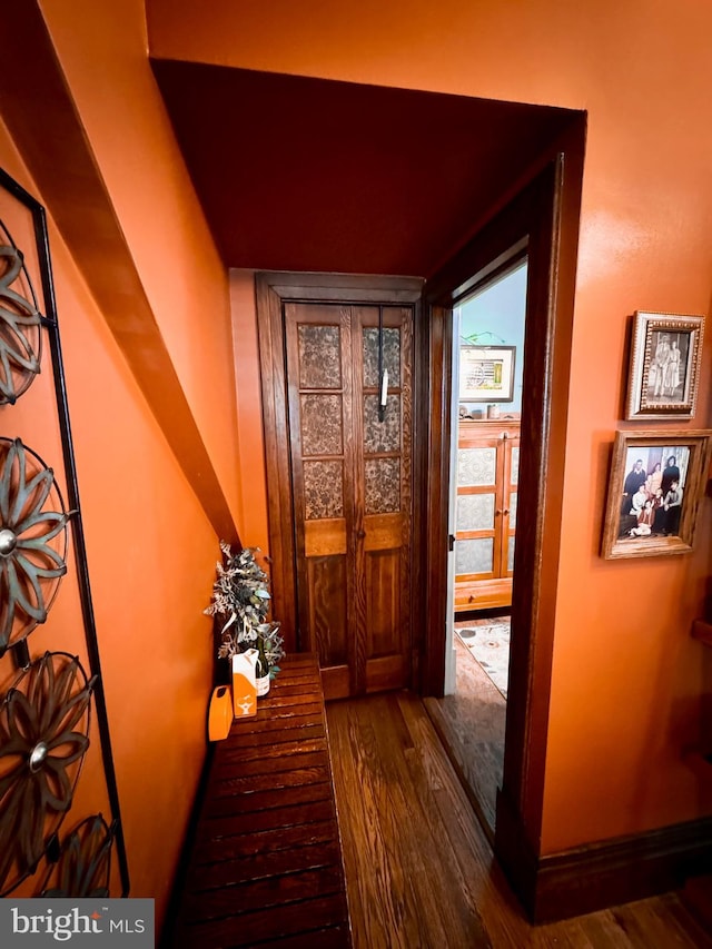 hall featuring dark hardwood / wood-style flooring