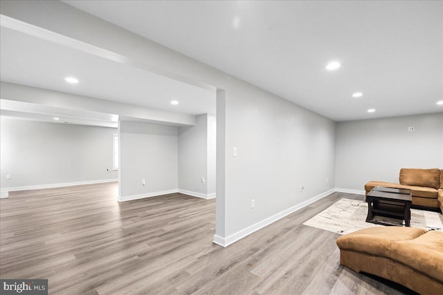 living room featuring light wood-type flooring