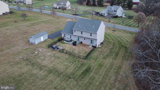 aerial view with a rural view