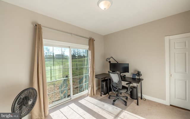 view of carpeted home office