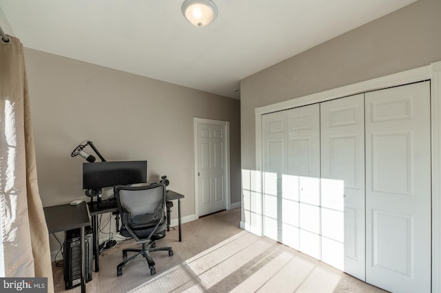 view of carpeted home office