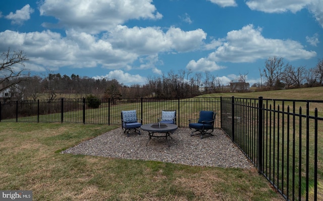 view of yard with an outdoor fire pit