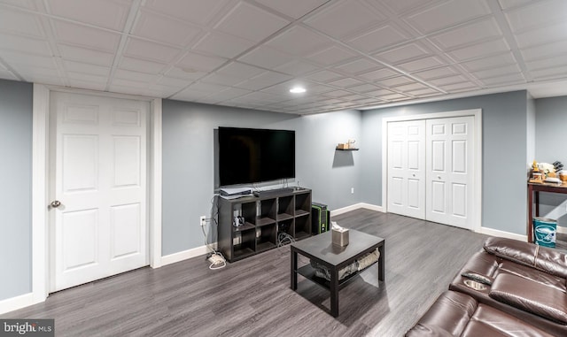 living room with hardwood / wood-style floors