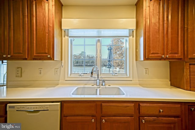 kitchen featuring white dishwasher and sink