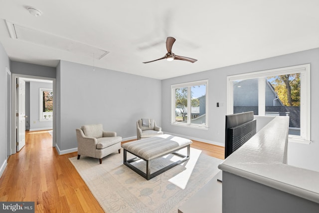 living room with light hardwood / wood-style floors