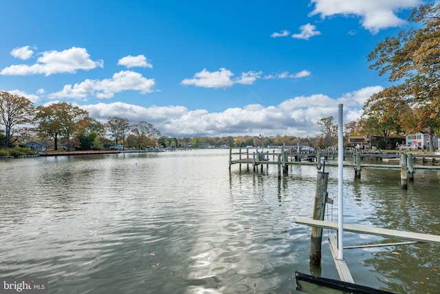 view of dock featuring a water view