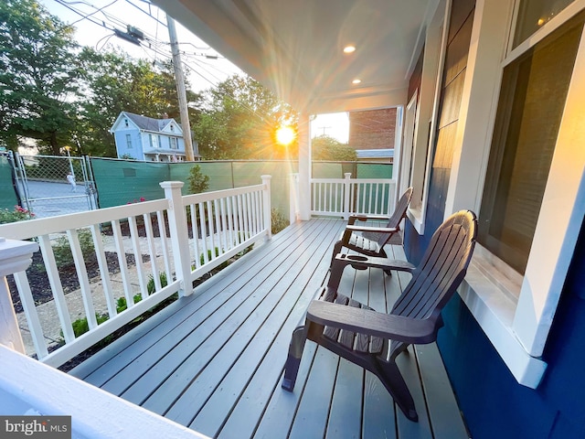 wooden deck with covered porch