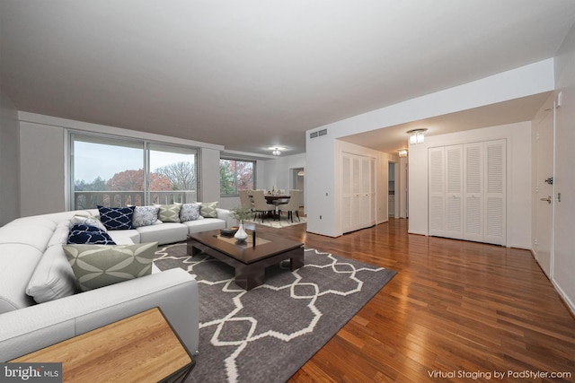 living area featuring wood finished floors