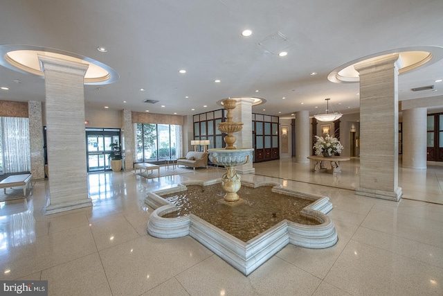 lobby with recessed lighting