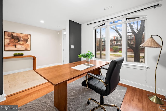 office space featuring wood-type flooring