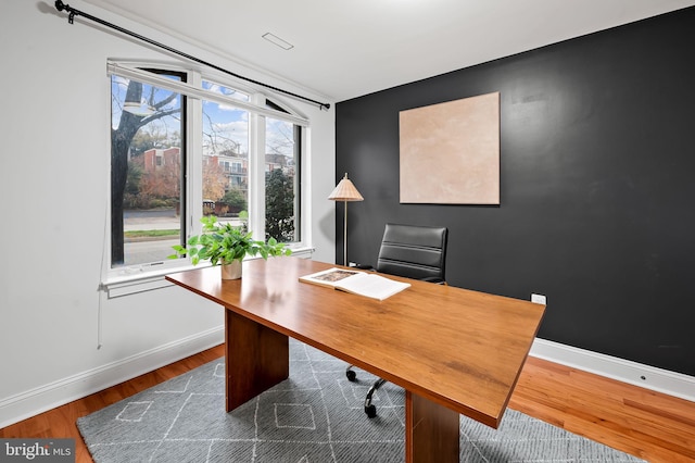 office featuring hardwood / wood-style flooring