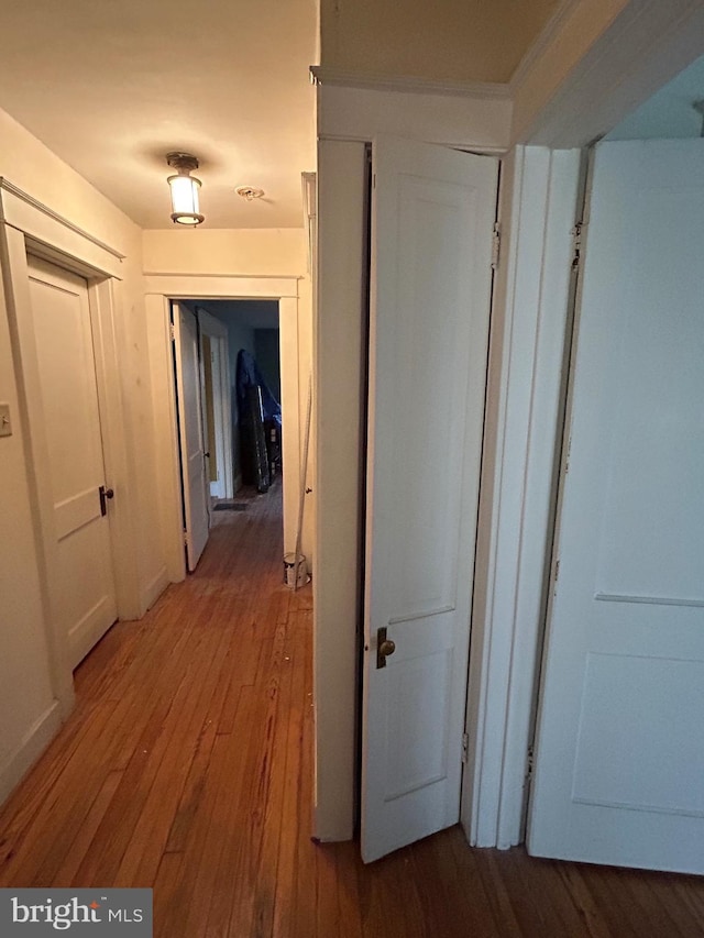 hallway featuring hardwood / wood-style flooring