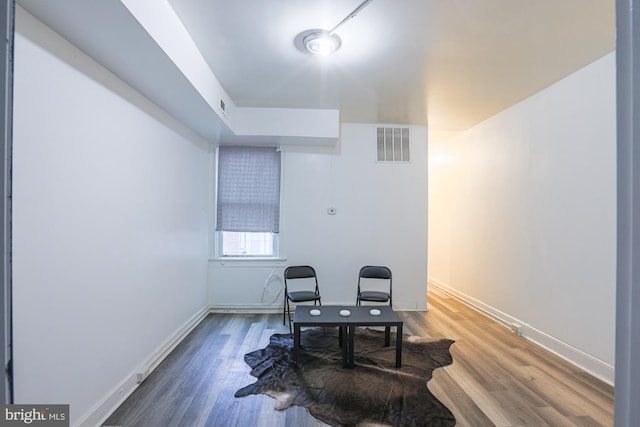 home office featuring wood-type flooring