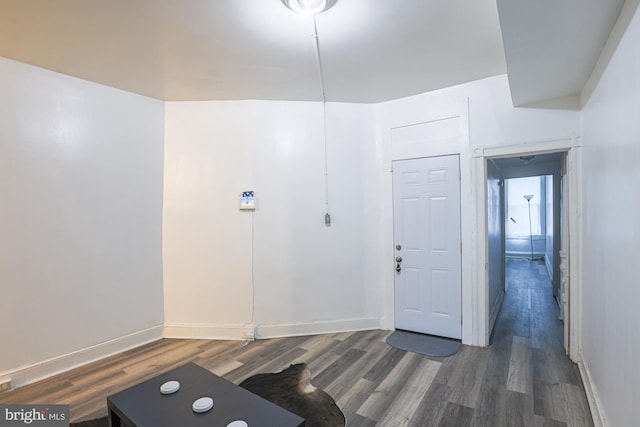 foyer entrance featuring dark wood-type flooring