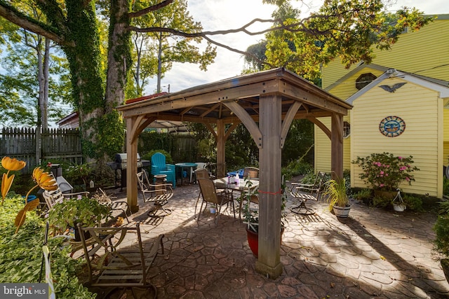 view of patio / terrace with a gazebo