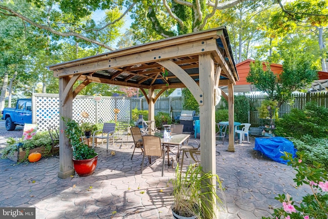 view of patio / terrace featuring a gazebo