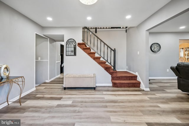 interior space with light hardwood / wood-style flooring