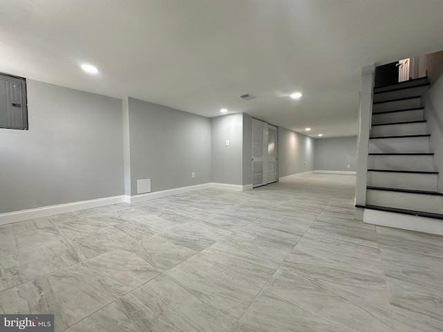 basement with electric panel