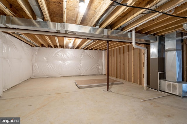 basement with heating unit