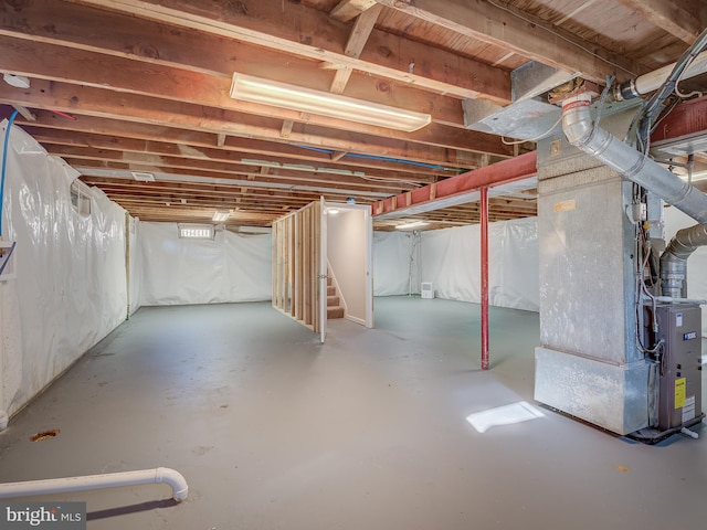 basement with heating unit