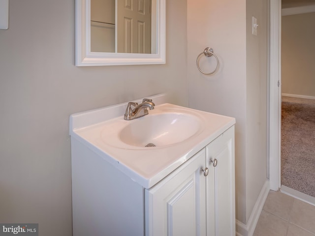 bathroom with vanity and tile patterned floors