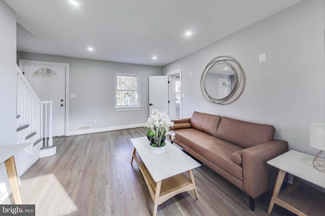 living room featuring hardwood / wood-style flooring