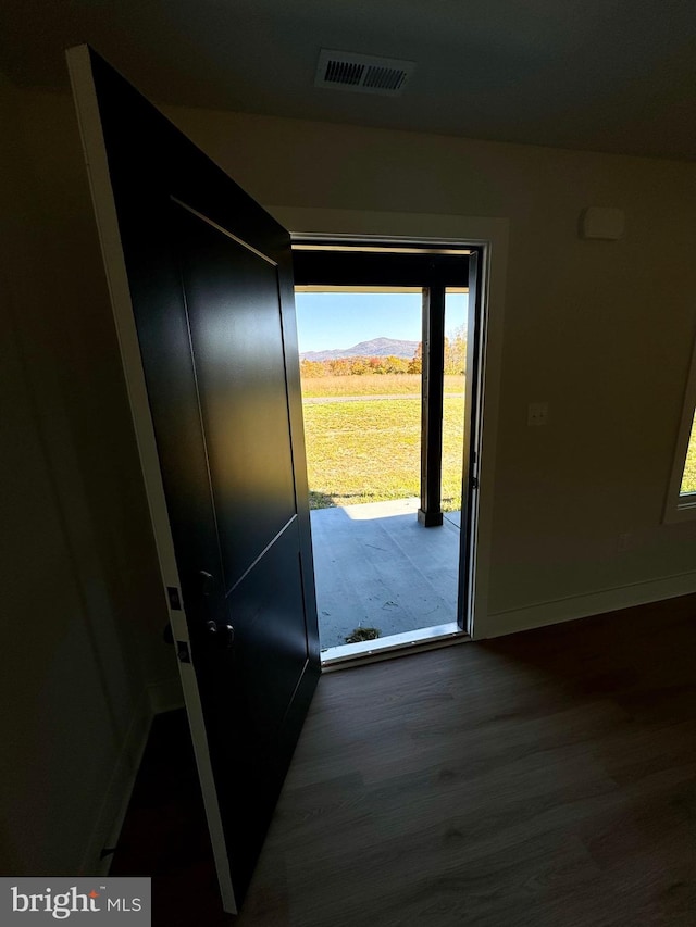 entryway with dark hardwood / wood-style flooring