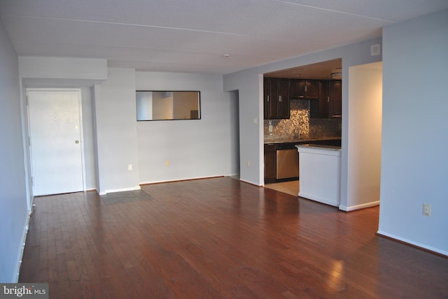 unfurnished living room with dark hardwood / wood-style flooring