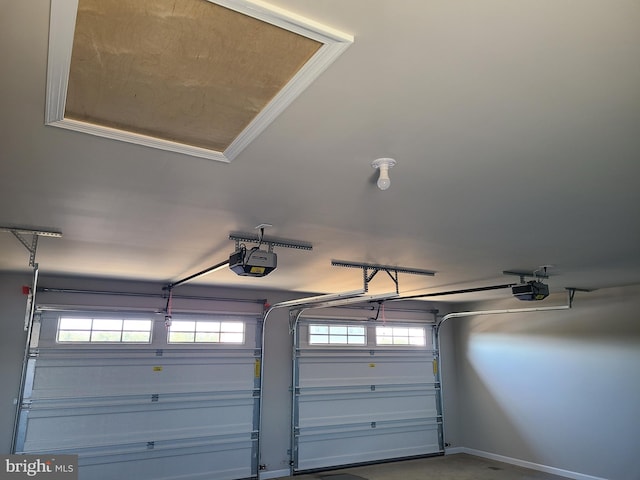 garage with a garage door opener