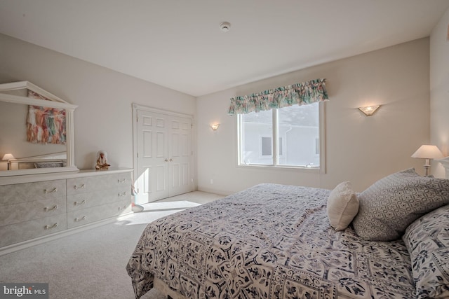 carpeted bedroom featuring a closet