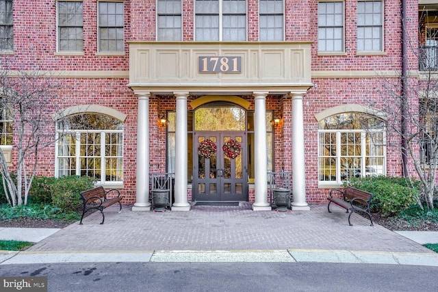 view of exterior entry with french doors