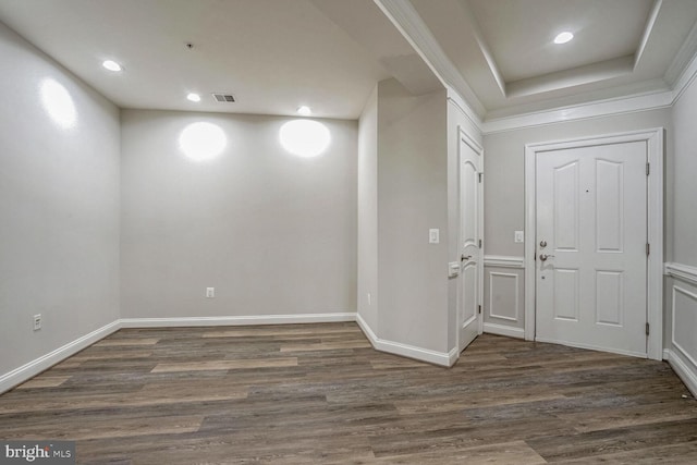 foyer entrance with dark hardwood / wood-style flooring