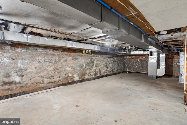 basement with heating unit