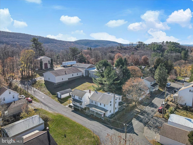 bird's eye view with a mountain view