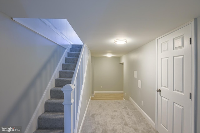 staircase with carpet