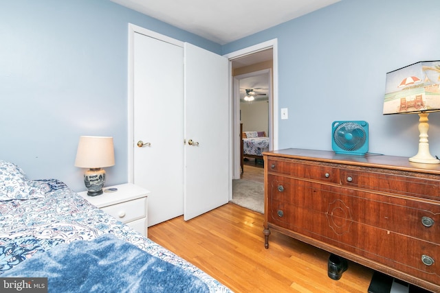 bedroom with light hardwood / wood-style floors