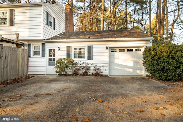 exterior space featuring a garage